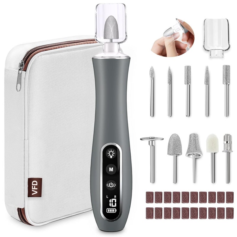 VFD Electric Nail File Drill, Cordless 2000 mAh Rechargeable Nail Filer Electric, Portable Nail Dril 10 Speeds Professional Machine Drill for Nails Acrylic Manicure and Thick Toenails Grinder - Image 1
